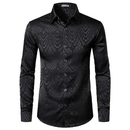 A black shirt with a pattern on it